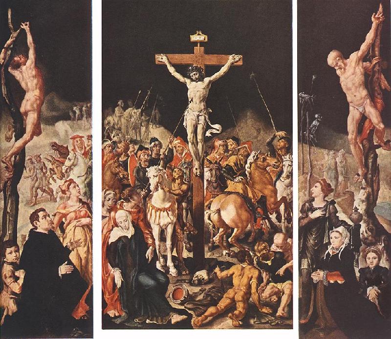 HEEMSKERCK, Maerten van Crucifixion (Triptych) f Sweden oil painting art
